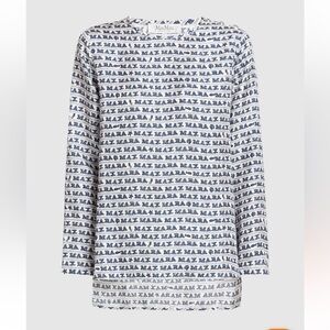 Max Mara Alatri Logo Silk Top In Bluette Large $765